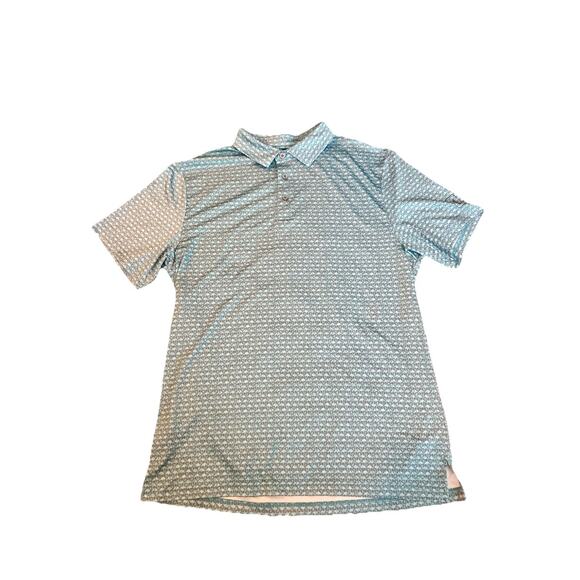 PGA Tour Pro Series Men's Large Blue Flamingo Print Polo Athletic Golf‎ Shirt - Picture 1 of 6